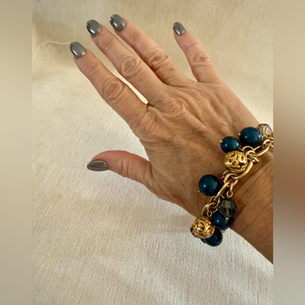 Brighton ‘Contempo Chic’ gold plated with multi color, blue beads bracelet - Picture 8 of 9